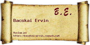 Bacskai Ervin névjegykártya